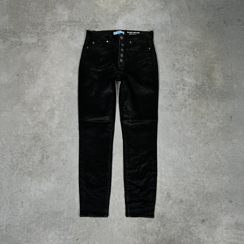 7 for All Mankind The High Waist Ankle Waxed Denim Women's 29 Fitted Skinny